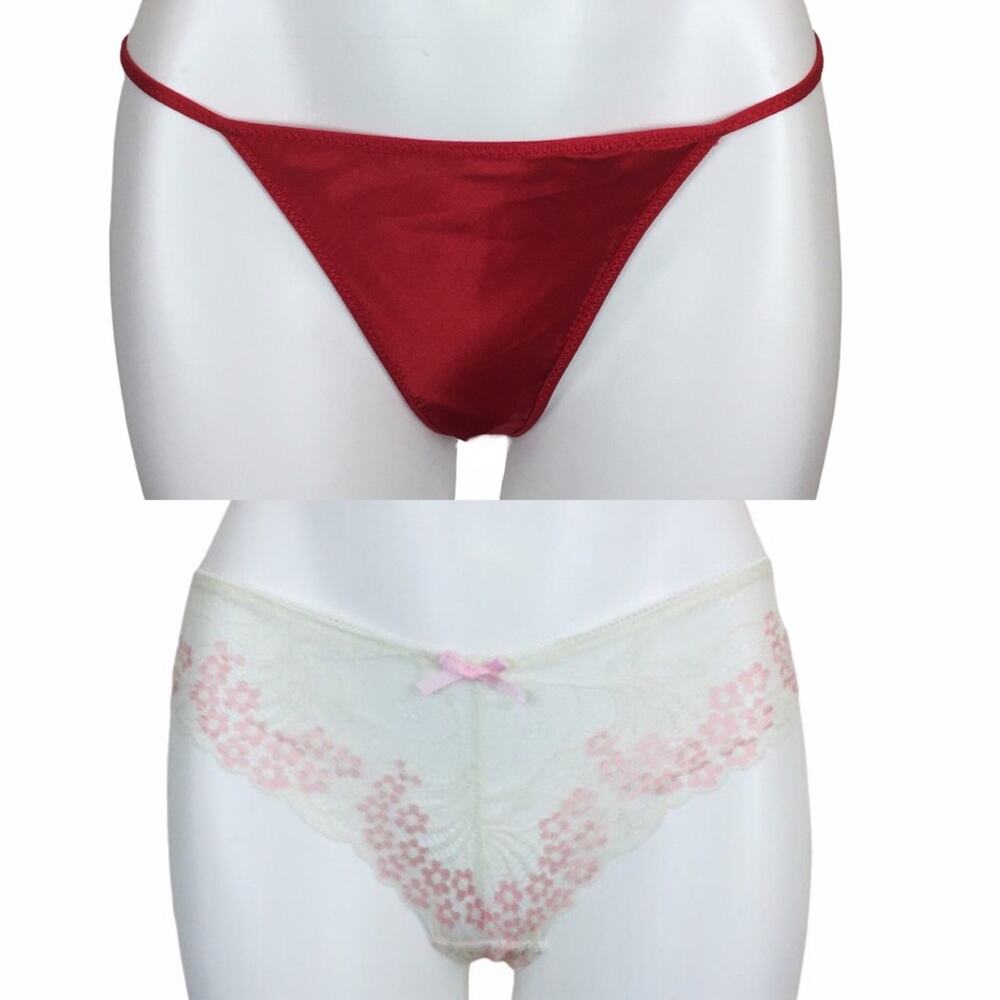 Jessica Simpson Pink cream lace thing sexy panties set of 2